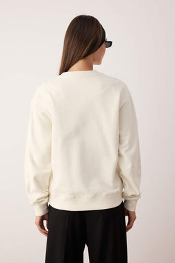 Ac?k Gul Kurusu Premium Oversize Kal?p Nak?sl? Kal?n Ici Polarl? Orme Sweatshirt TWOAW26SW00203 - Trendyolmilla фото 8