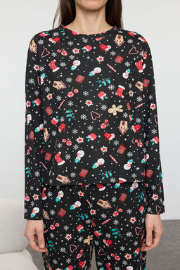 Siyah-Cok Renkli Y?lbas? Temal? Orme Pijama Tak?m? THMAW25PT00212 - Trendyolmilla фото 3