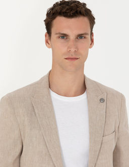 A__k Kahverengi Ekstra Slim Fit Keten Kar___ml_ Tak_m Elbise
