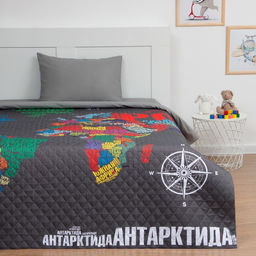 Покрывало детское Этель 1,5 сп Карта мира, 145х210 см, микрофибра