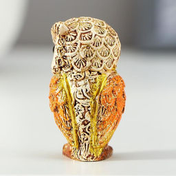 Цена за 2 шт. Фигурка полистоун «Филин беж с оранжевыми крыльями», 5×2.8×3 см, МИКС