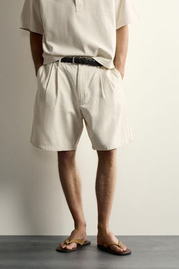 BERMUDA WIDE FIT RAYAS PLIEGUES / Crudo - Zara фото 2
