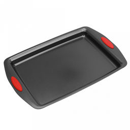 Противень с антипригарным покрытием 44х29,2см "Дебют", h3,2см, с силиконовыми накладками, цвет - графит (Китай)