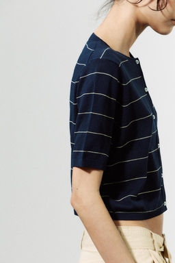 STRIPED KNIT CROPPED JACKET - Zara фото 5
