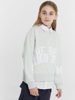 Свитшот для девочек в сером цвете с печатью