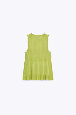 KNITTED TOP WITH RUFFLED HEM - Zara фото 8