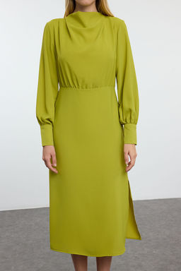 TRENDYOLMILLA Siyah Midi Y?rtmacl? Dokuma Elbise TWOAW24EL00851  фото 17