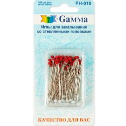 "Gamma" PH-010 Иглы для закалывания со стеклянными головками сталь 100 шт 36 мм в блистере в пластиковой коробке