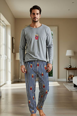 Erkek Gri Ay_c_kl_ Regular Fit _rme Pijama Tak_m_ TMNAW25PT00055 - Trendyolmilla фото 2