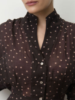 Платье из тенселя 90501 черное в горошек