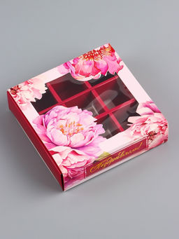 Цена за 5 шт. Коробка для конфет с обечайкой 9 шт. Поздравляю, 13.7?13.7?3.5 см