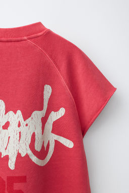 CAMISETA FELPA N?MERO Y GRAFFITI / Rojo fuerte - Zara фото 4