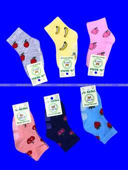 Цена за 12 пар. Вальс носки детские "Фрукты" с тормозами арт. С 226