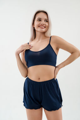 Пижама женская из бра и шорт из вискозы коллекция Лотос темно-синий - Амадэль фото 3