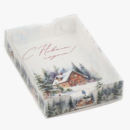 Цена за 5 шт. Коробка новогодняя для макарун «С Новым годом», 18×12×3.5 см