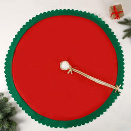 Коврик под ёлку «Зелёные рюши» 100 см, красно-зелёный