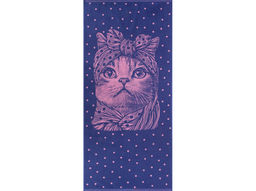 Полотенце махровое 6с102.411ж1 Кошка в горошек(пурпурн3) 67х150см
