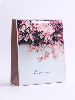 Цена за 2 шт. Пакет подарочный вертикальный Табебуйя розовая, M 25.5?30?9 см