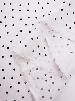 Штапель Россыпь черного гороха (3.5мм) цв.белый, ш.1.45м, вискоза-100%, 90гр/м.кв - Купава фото 4