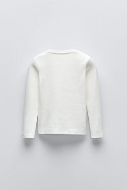 FLORAL FAUX PEARL RIBBED T-SHIRT - Zara фото 2