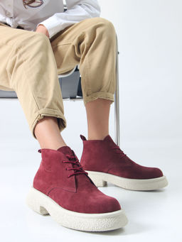 Ботинки 308.агатаw. бордо замша/Байка