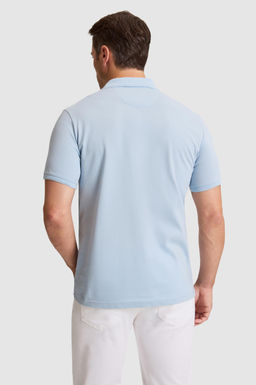 Erkek A__k Mavi Regular Fit Polo Yaka Basic Ti__rt