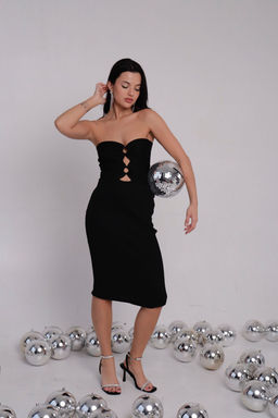 Платье-бандо вечернее чёрное - Martichelli фото 10