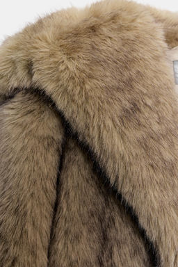 FAUX FUR COAT WITH HOODIE - Zara фото 8