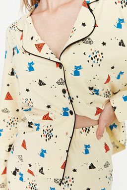 Trendyolmilla Cok Renkli %100 Pamuklu Desenli Orme Pijama Tak?m? THMAW21PT0084