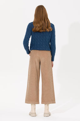 Kad_n Camel Flare Cropped Pantolon