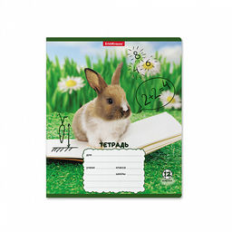 Цена за 10 шт. Тетрадь школьная ученическая ErichKrause Кролики, 12 листов, клетка (в плёнке по 10 шт.)_MIX-PACK  фото 3