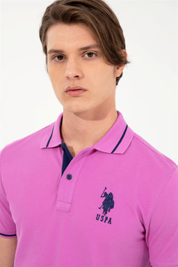 Мужская фиолетовая базовая футболка с воротником-поло Неожиданная скидка в корзине - U.s. polo assn фото 2