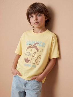 Bisiklet Yaka Bask?l? Erkek ?ocuk Ti??rt