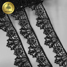 Кружево гипюр KRUZHEVO арт.TBY.SUN.10(0872) шир.35мм цв.черный уп.13,71м