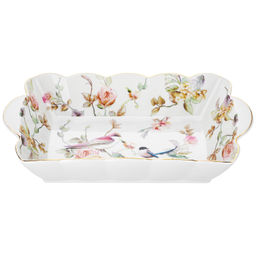 Блюдо сервировочное 800 мл 26,5*15,5*5 см "Певчие птички" фарфор NEW BONE CHINA
