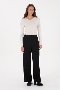 KadДn Siyah Loose Fit Triko Pantolon