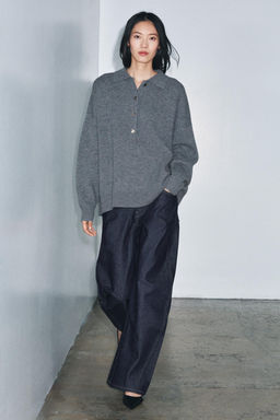 95% WOOL PLAIN KNIT POLO SHIRT