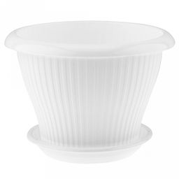 Горшок для цветов пластмассовый "Гамма плюс" 2,0л, д19см, h14,1см, белый (Россия)