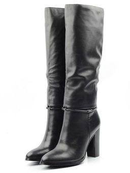 02-K6-A1 BLACK Сапоги зимние женские (натуральная кожа, натуральный мех (еврозима))