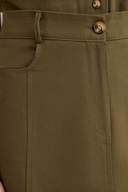 Trendyolmilla Haki %100 Pamuk Gabardin Mini Godeli Klos Etek TWOSS25ET00192  фото 8