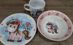 Набор детский 3пр Пони (тарелка 17,5см, салатник 15см, кружка 230мл) под/уп C589# DANIKS (320047)  фото 4