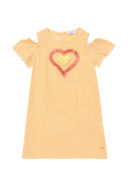 Оранжевое тканое платье с короткими рукавами для девочки - U.s. polo assn фото 4