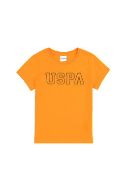 Футболка базовая U.S. Polo Assn для мальчиков с круглым вырезом оранжевая из хлопка  фото 4