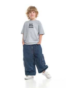 Джинсы карго 33-7655 синий - Mini maxi фото 31