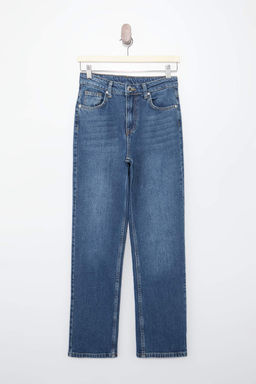 Koyu Mavi Yuksek Bel Az Esnek Mom Jeans TWOSS26JE00113