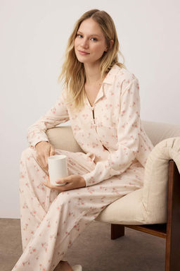 Cok Renkli Cicekli Shally Dokuma Pijama Tak?m? THMAW26PT00104