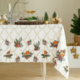 Скатерть новогодняя «Этель Winter robin» 144×220 см, 100% хлопок, саржа 190 г/м²