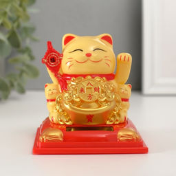 Маятник настольный антистресс «Жёлтый Манэки-нэко с котятами и золотом», 8×8×8.2 см