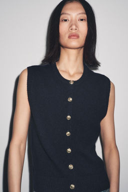 GOLD BUTTON WOOL VEST - Zara фото 2