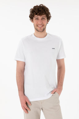 Erkek Regular Fit Bisiklet Yaka Beyaz Basic Ti__rt Sepette S_rpriz _ndirim